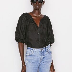FRAME eyelet puff sleeve shirt